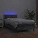 vidaXL szürke műbőr rugós ágy matraccal és LED-del 90x190 cm