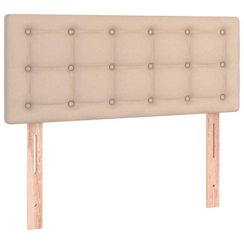 vidaXL cappuccino színű műbőr rugós ágy matraccal és LED-del 90x190 cm