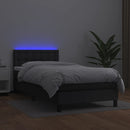 vidaXL fekete műbőr rugós ágy matraccal és LED-del 90x200 cm