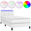 vidaXL fehér műbőr rugós ágy matraccal és LED-del 90x200 cm