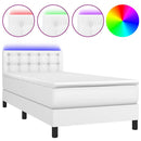vidaXL fehér műbőr rugós ágy matraccal és LED-del 90x200 cm