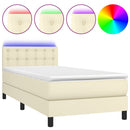 vidaXL krémszínű műbőr rugós ágy matraccal és LED-del 90x200 cm