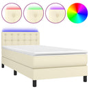 vidaXL krémszínű műbőr rugós ágy matraccal és LED-del 90x200 cm