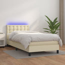 vidaXL krémszínű műbőr rugós ágy matraccal és LED-del 90x200 cm