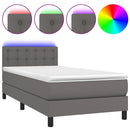 vidaXL szürke műbőr rugós ágy matraccal és LED-del 90x200 cm