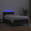 vidaXL fekete műbőr rugós ágy matraccal és LED-del 100x200 cm