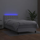 vidaXL fehér műbőr rugós ágy matraccal és LED-del 100x200 cm