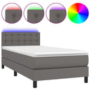 vidaXL szürke műbőr rugós ágy matraccal és LED-del 100x200 cm