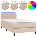vidaXL cappuccino színű műbőr rugós ágy matraccal és LED-del 100x200cm