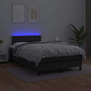 vidaXL fekete műbőr rugós ágy matraccal és LED-del 120x200 cm