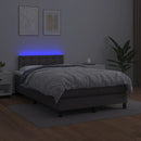 vidaXL szürke műbőr rugós ágy matraccal és LED-del 120x200 cm