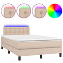 vidaXL cappuccino színű műbőr rugós ágy matraccal és LED-del 120x200cm