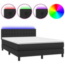 vidaXL fekete műbőr rugós ágy matraccal és LED-del 140 x 190 cm