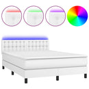 vidaXL fehér műbőr rugós ágy matraccal és LED-del 140x190 cm