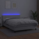 vidaXL fehér műbőr rugós ágy matraccal és LED-del 140x190 cm