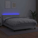 vidaXL fehér műbőr rugós ágy matraccal és LED-del 140x190 cm