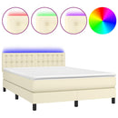 vidaXL krémszínű műbőr rugós ágy matraccal és LED-del 140x190 cm