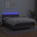 vidaXL szürke műbőr rugós ágy matraccal és LED-del 140x190 cm