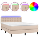 vidaXL cappuccino színű műbőr rugós ágy matraccal és LED-del 140x190cm