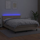 vidaXL cappuccino színű műbőr rugós ágy matraccal és LED-del 140x190cm