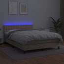 vidaXL cappuccino színű műbőr rugós ágy matraccal és LED-del 140x190cm