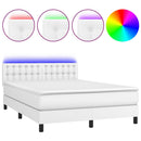 vidaXL fehér műbőr rugós ágy matraccal és LED-del 140x200 cm