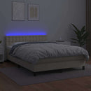 vidaXL krémszínű műbőr rugós ágy matraccal és LED-del 140x200 cm