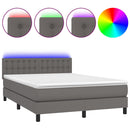 vidaXL szürke műbőr rugós ágy matraccal és LED-del 140x200 cm
