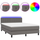 vidaXL szürke műbőr rugós ágy matraccal és LED-del 140x200 cm