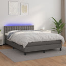 vidaXL szürke műbőr rugós ágy matraccal és LED-del 140x200 cm