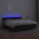 vidaXL fekete műbőr rugós ágy matraccal és LED-del 160x200 cm