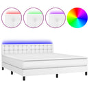 vidaXL fehér műbőr rugós ágy matraccal és LED-del 160x200 cm