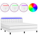 vidaXL fehér műbőr rugós ágy matraccal és LED-del 160x200 cm