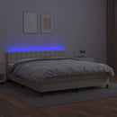 vidaXL krémszínű műbőr rugós ágy matraccal és LED-del 160x200 cm