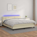 vidaXL krémszínű műbőr rugós ágy matraccal és LED-del 160x200 cm