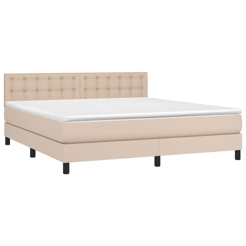 vidaXL cappuccino színű műbőr rugós ágy matraccal és LED-del 160x200cm