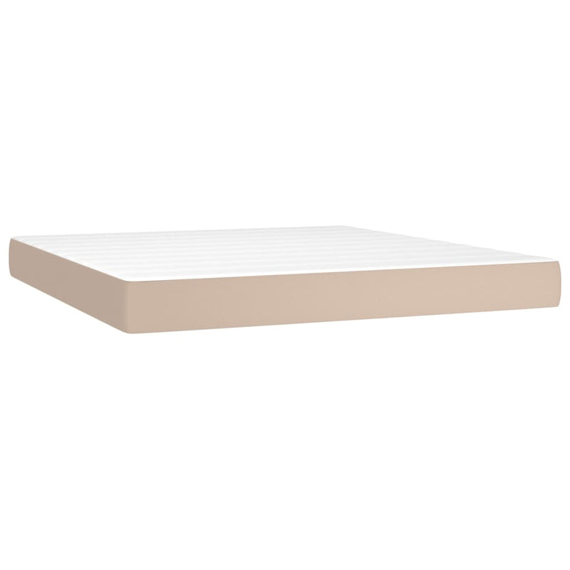 vidaXL cappuccino színű műbőr rugós ágy matraccal és LED-del 160x200cm