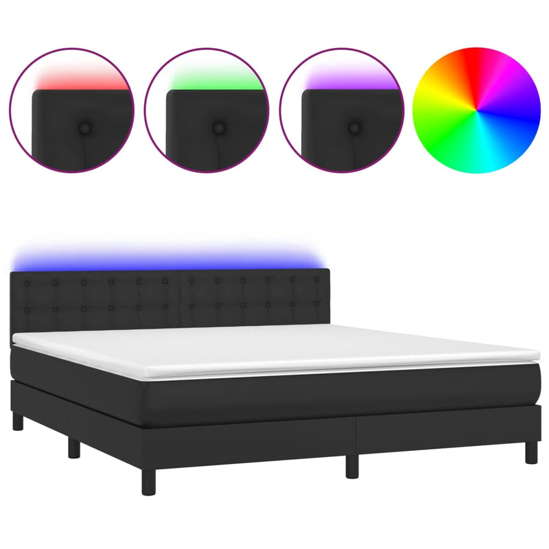 vidaXL fehér műbőr rugós ágy matraccal és LED-del 180x200 cm