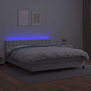 vidaXL fehér műbőr rugós ágy matraccal és LED-del 180x200 cm