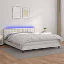 vidaXL fehér műbőr rugós ágy matraccal és LED-del 180x200 cm