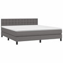 vidaXL szürke műbőr rugós ágy matraccal és LED-del 180x200 cm