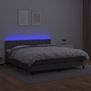 vidaXL szürke műbőr rugós ágy matraccal és LED-del 180x200 cm