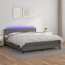 vidaXL szürke műbőr rugós ágy matraccal és LED-del 180x200 cm
