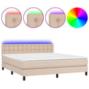 vidaXL cappuccino színű műbőr rugós ágy matraccal és LED-del 180x200cm