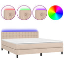 vidaXL cappuccino színű műbőr rugós ágy matraccal és LED-del 180x200cm