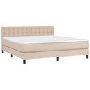 vidaXL cappuccino színű műbőr rugós ágy matraccal és LED-del 180x200cm