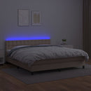 vidaXL cappuccino színű műbőr rugós ágy matraccal és LED-del 180x200cm