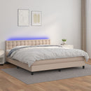 vidaXL cappuccino színű műbőr rugós ágy matraccal és LED-del 180x200cm