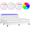 vidaXL fehér műbőr rugós ágy matraccal és LED-del 200x200 cm