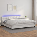 vidaXL fehér műbőr rugós ágy matraccal és LED-del 200x200 cm